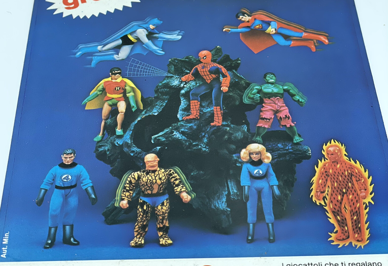 70s # RARE PAPER STICKER MARVEL ACTION FIGURE BATMAN FANTASTIC 4 HULK #