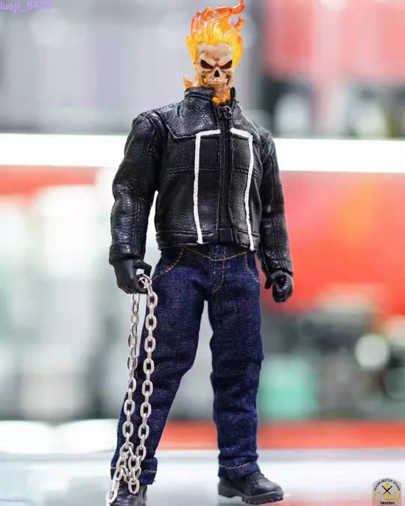 1/12 Ghost Rider Jacket Jeans Clothes Set For 6in Mez. Figure Model Doll Gift