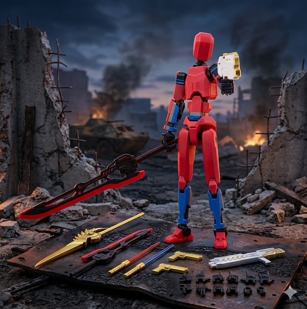 T13 3D Action Figure Set (Assembly Completed)Dummy Robot Titan 13 Red