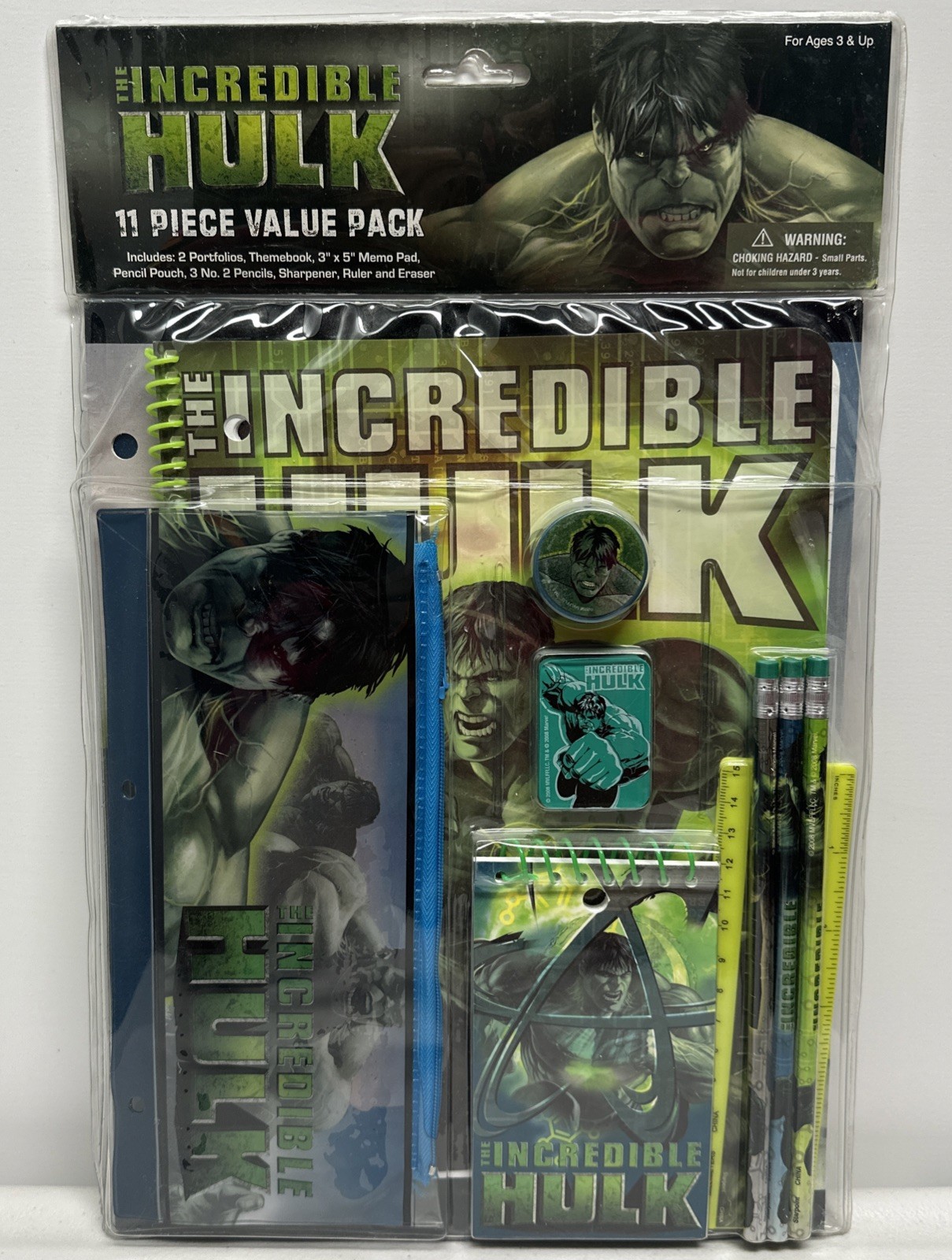 NEW IN PKG INCREDIBLE HULK MARVEL 11 PC. STATIONARY KIT Back To School Set