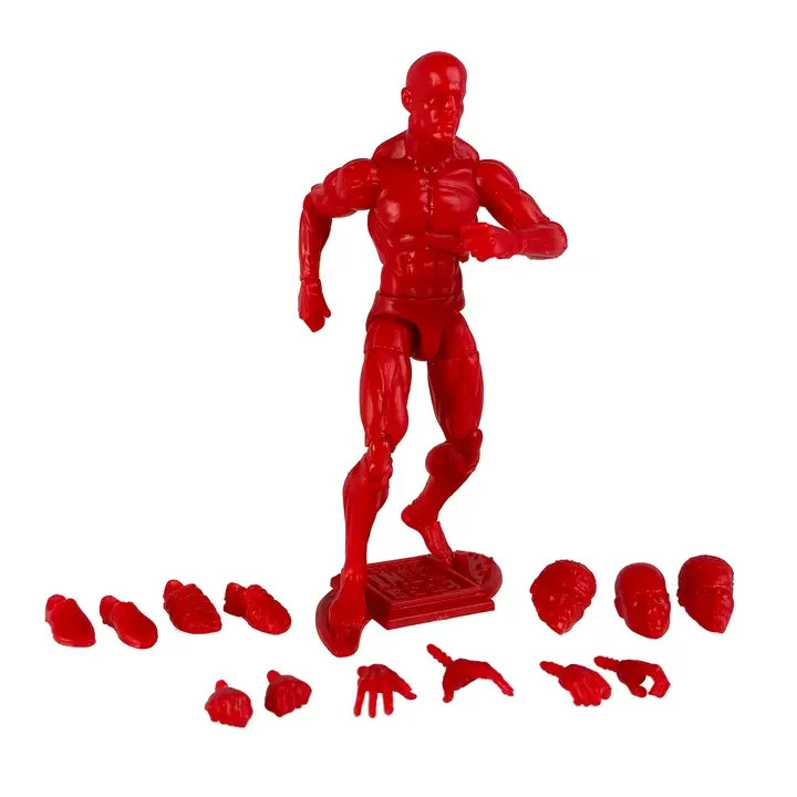 Super Hero Red Vitruvian HACKS Blank Male Action Figure 3 3/4&Prime; Boss Fight