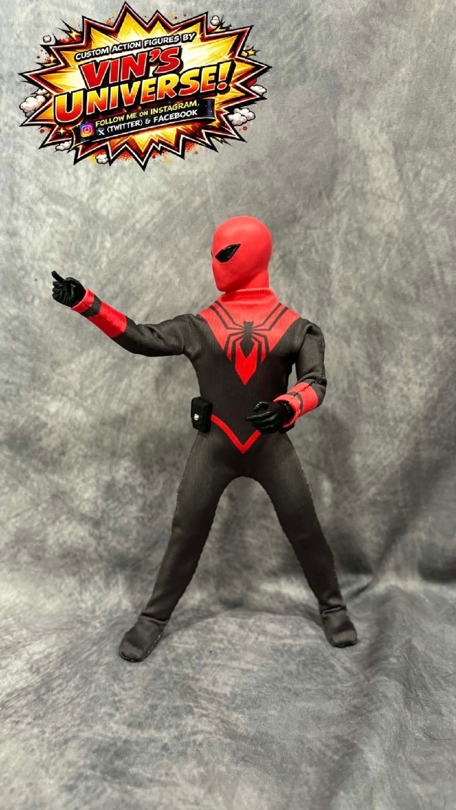 Custom 8&Prime; Mego Scale SpiderMan Assassin Peter Parker Action Figure & Display Box