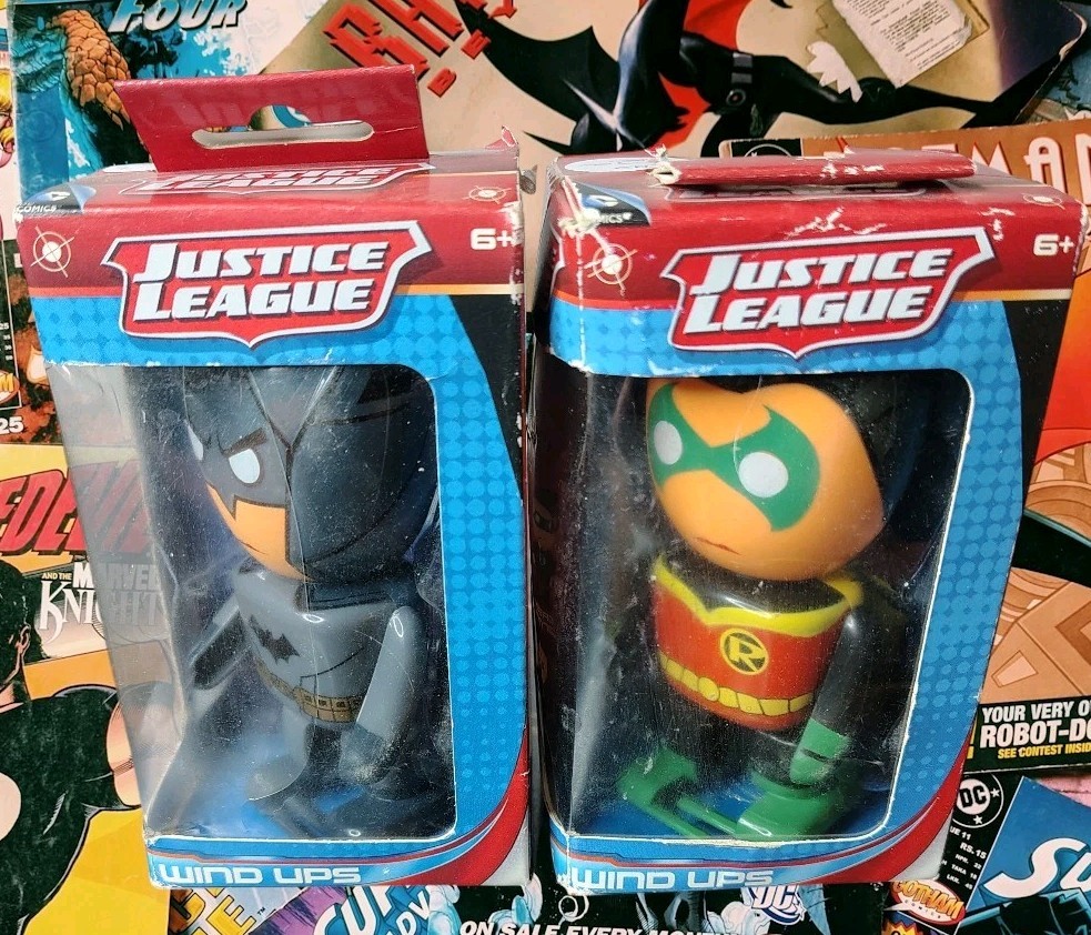 New DC Comics 3&Prime; Batman & Robin Lot Justice League Wind Ups by Bulls i Toy