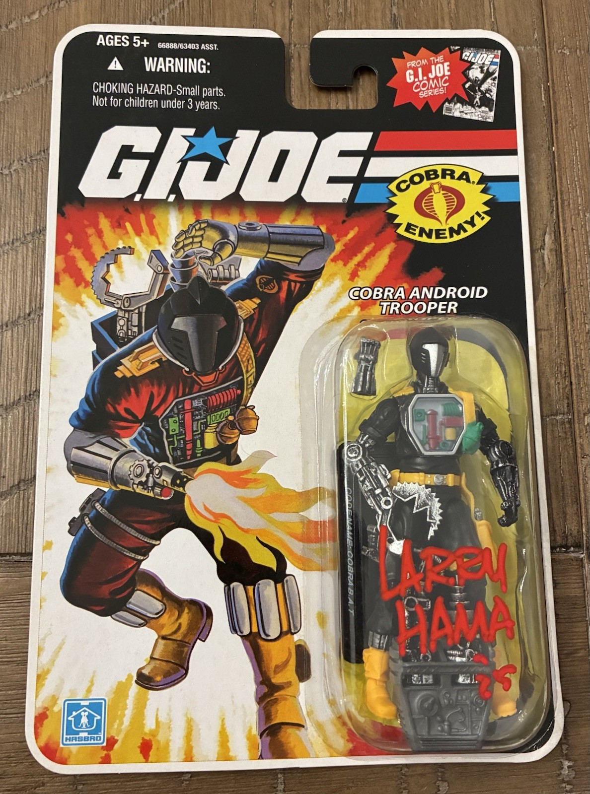 Larry Hama Signed 2008 GI Joe Comic Series Cobra BAT Action Figure Beckett BAS
