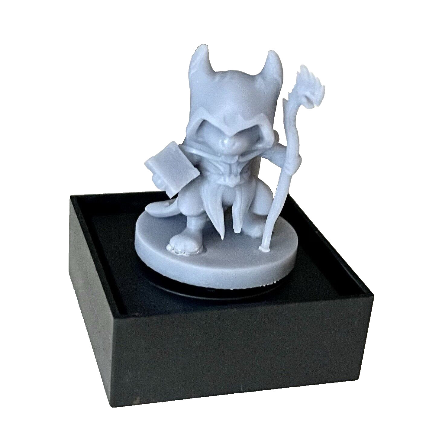3D Printed Miniature Minis with Plastic Dome Fantasy Cosplay Warrior Gray Resin