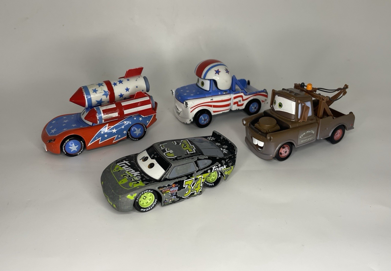 Disney Pixar Cars 1:43 Scale Diecast Lot Of 4 The Greater Super Stunt – Damaged