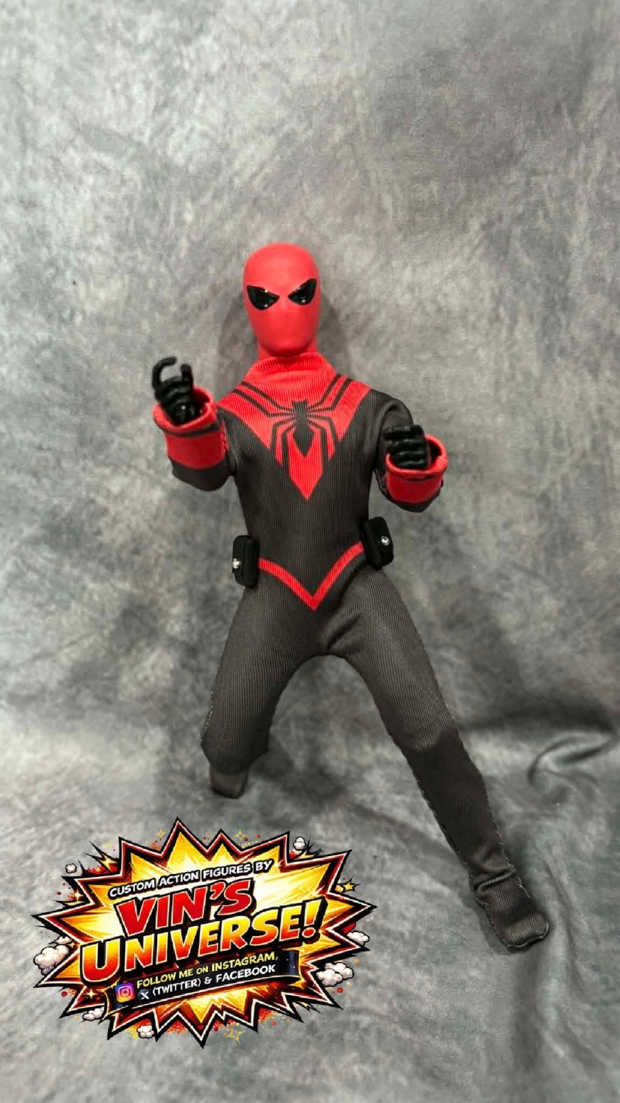 Custom 8&Prime; Mego Scale SpiderMan Assassin Peter Parker Action Figure & Display Box