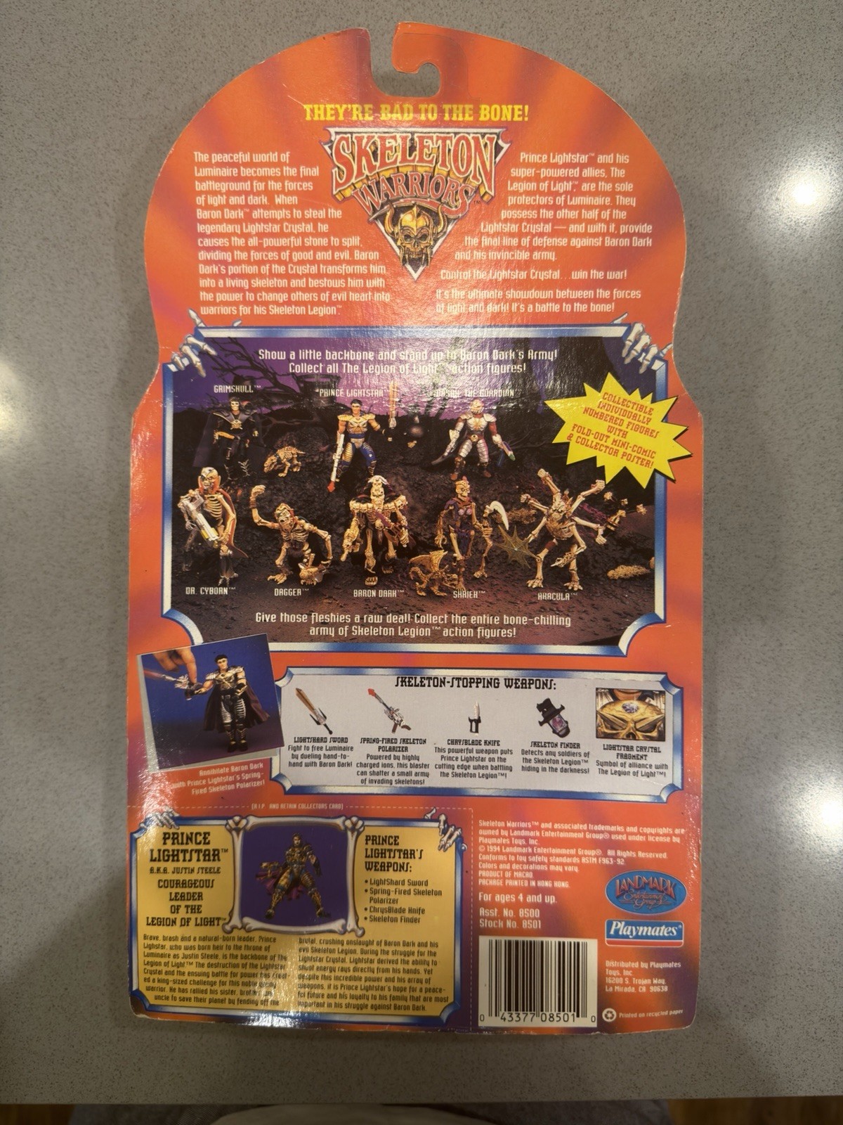 1994 Skeleton Warriors Prince Lightstar Playmates Toys Action Figure Carded