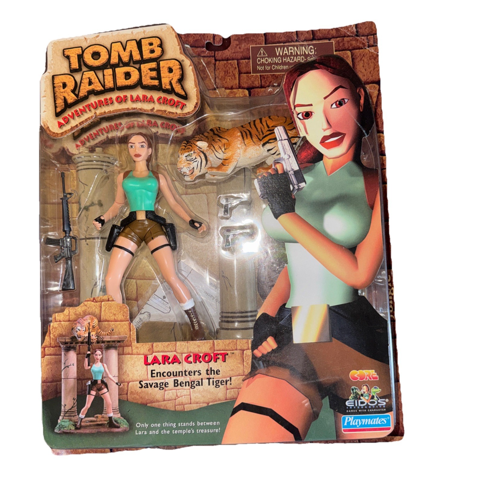 1999 Tomb Raider Lara Croft Savage Bengal Tiger Playmates Figure NEW Sealed
