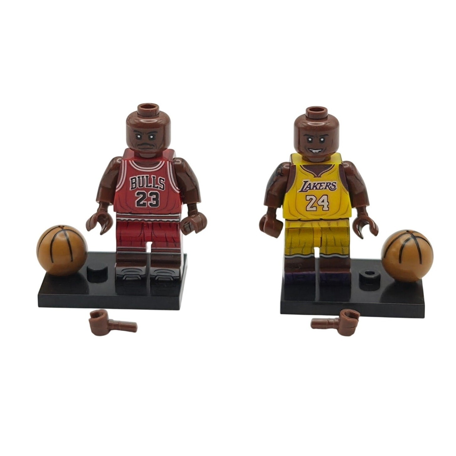 Custom Michael Jordan Kobe Bryant Basketball Minifigure Lot W/ Balls & Stands
