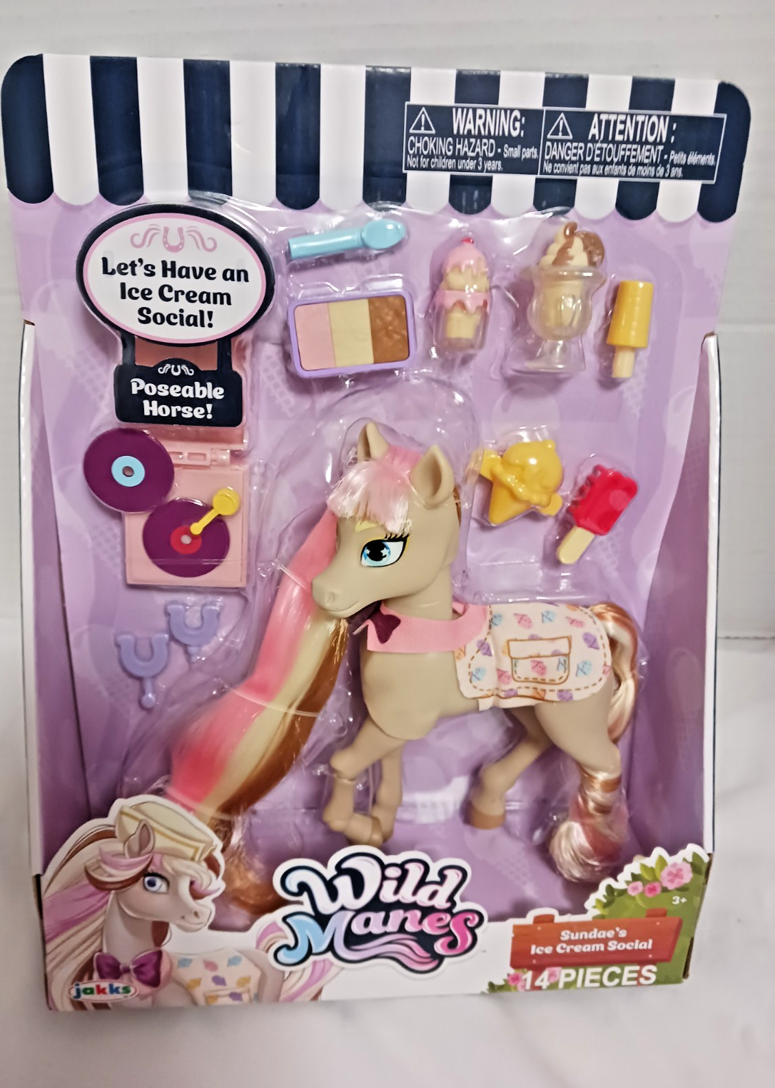 Wild Manes Sundae&rsquo;s Ice Cream Social Poseable Horse Play set 14 Pieces – NIB