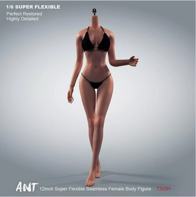 T303 1:6 Female Body Flexible Makeup Seamless Copper Suntan Big Breast 12&Prime;Figure