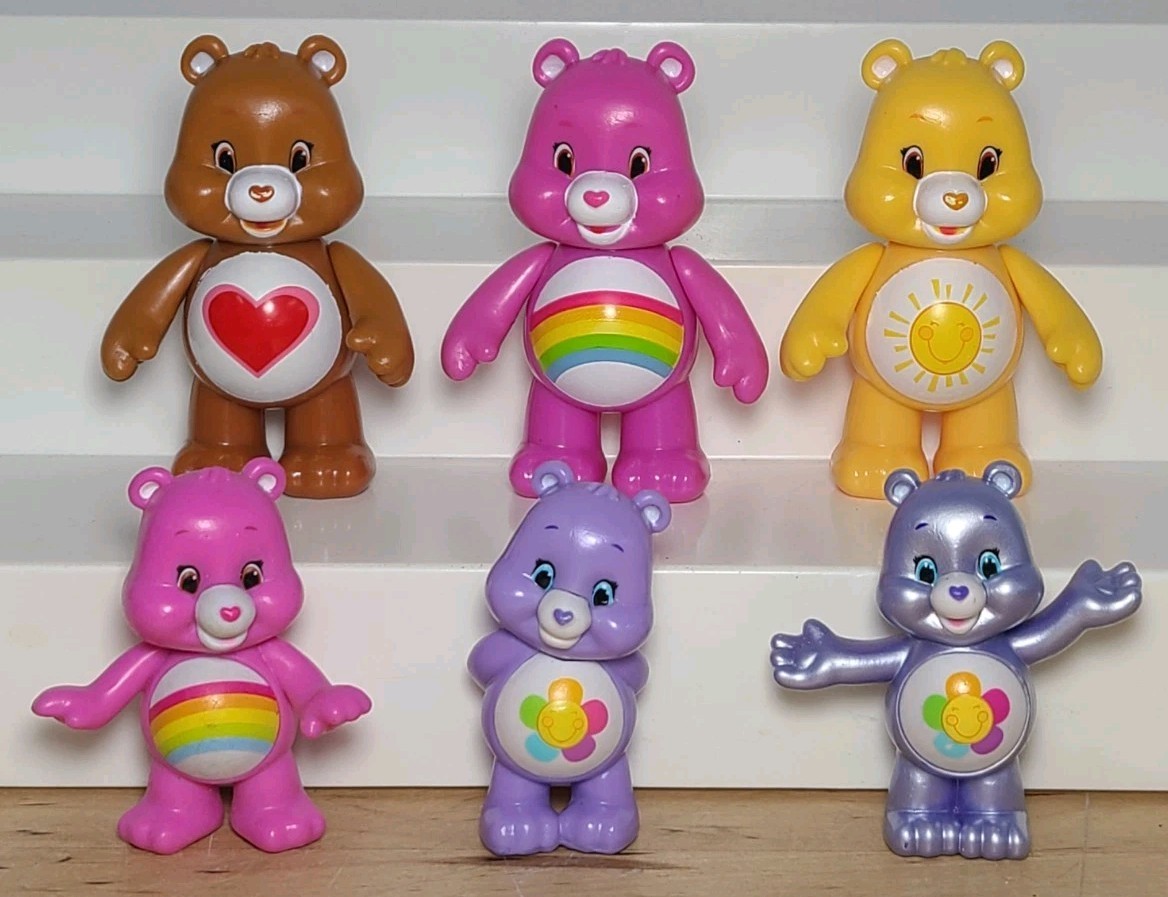 LOT Of 6 Care Bears TCFC Figures 3&Prime; & 2&Prime; Harmony Tenderheart Cheer (T3)