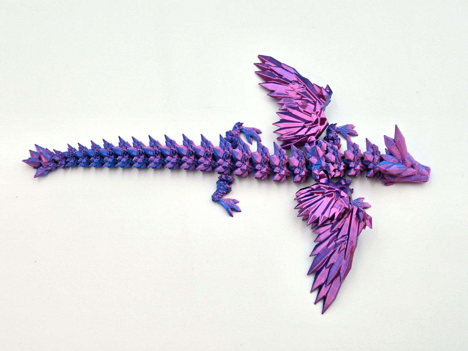 3D Printed Dragon Egg with Winged Dragon, 9&Prime; Articulated, Purple