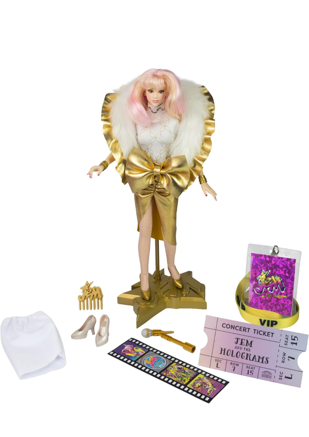 💎NEW JEM & The Holograms Glitter & Gold 12&Prime; Barbie Doll Exclusive💎