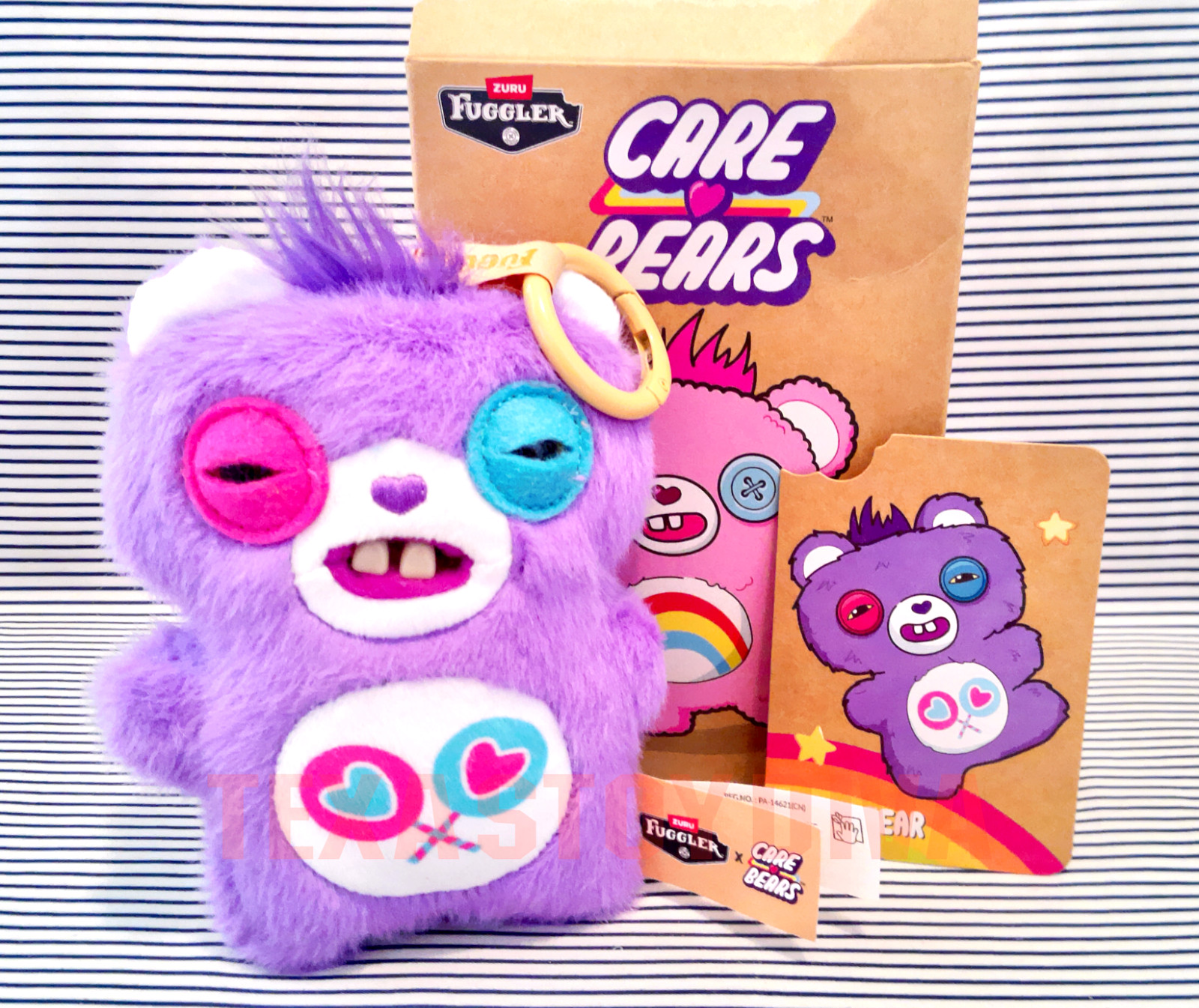 Zuru Fuggler Care Bears Share Bear Plush Bag Charm Keychain 5&Prime; & Card -READ-