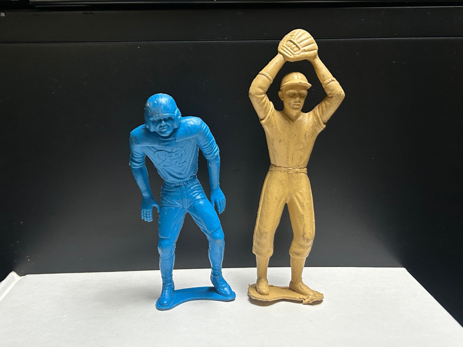 Vintage Marx Plastic Baseball Football Action Figures 60&rsquo;s Lot of 2