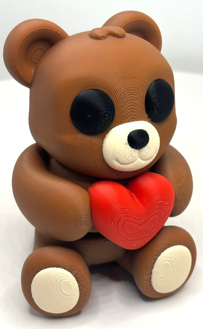 Cute 3D Printed Flexible Teddy Bear with Heart “Honey” – Valentine&rsquo;s Day Gift