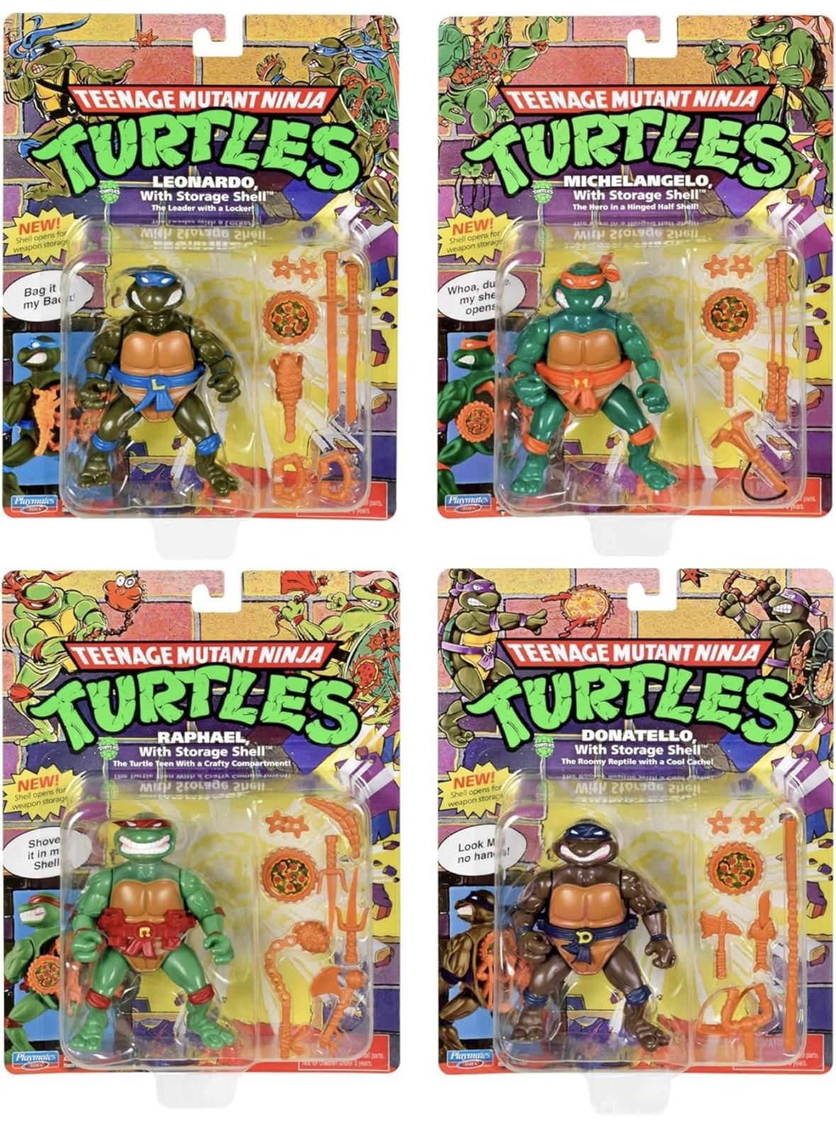 2022 TMNT Teenage Mutant Ninja Turtles Playmates Figure Retro Classic – Set of 4