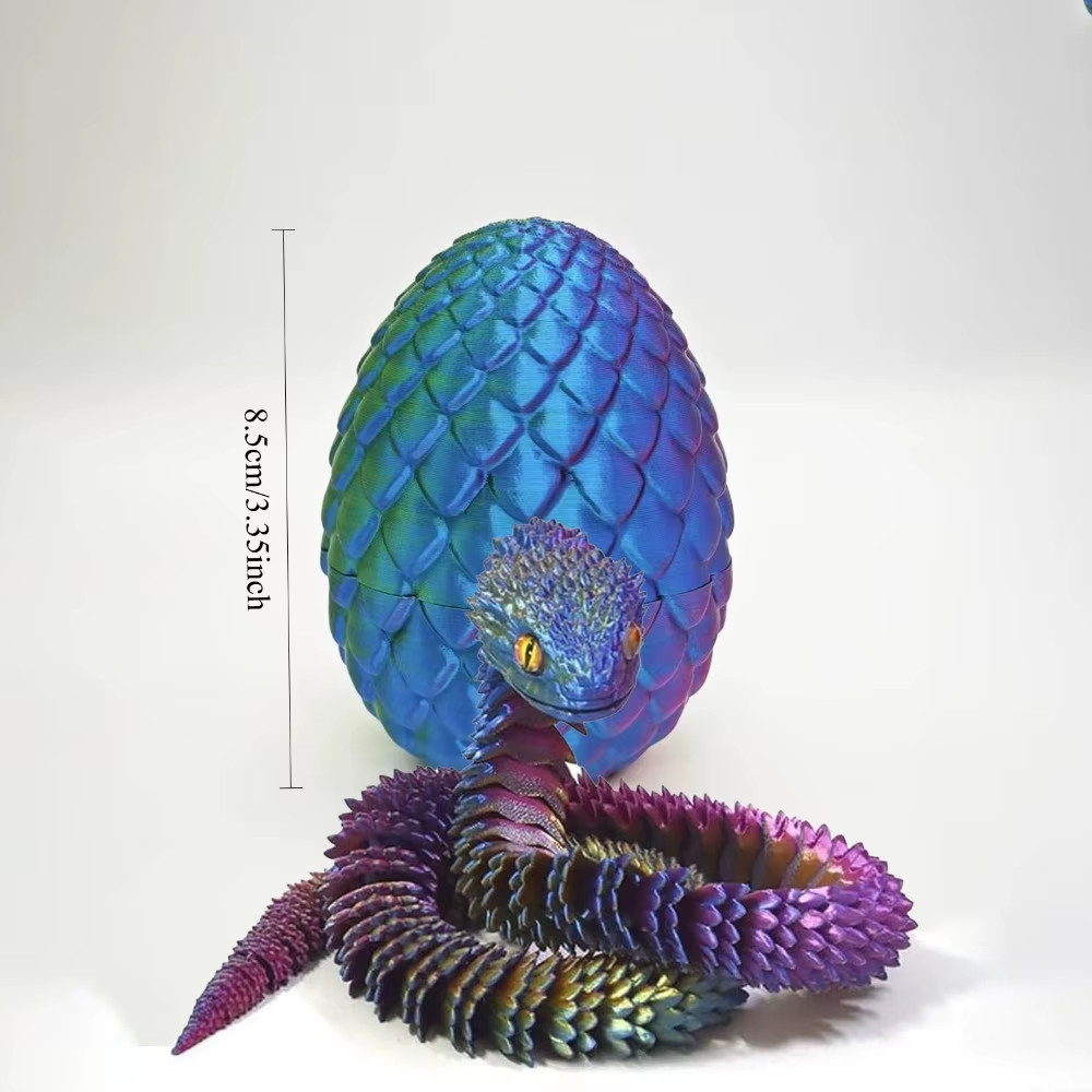 3D Printed Snake Egg with Flexible Inner Hinge Animal Toy, Movable Joint Surpris