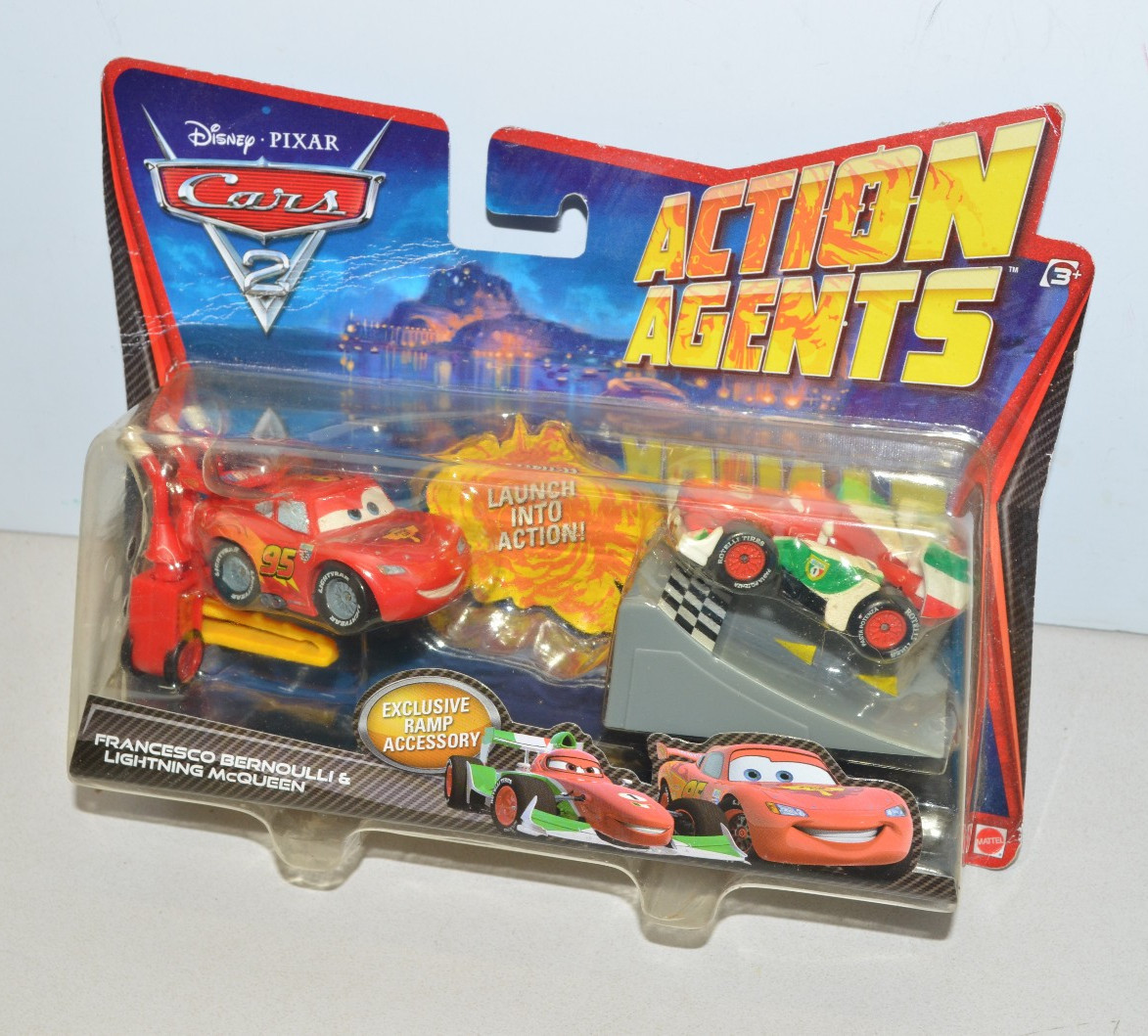 Disney Pixar CARS 2 Action Agents LIGHTNING MCQUEEN & FRANCESCO MOC 2010