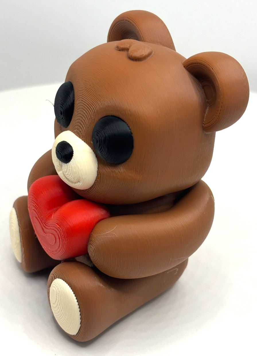 Cute 3D Printed Flexible Teddy Bear with Heart “Honey” – Valentine&rsquo;s Day Gift