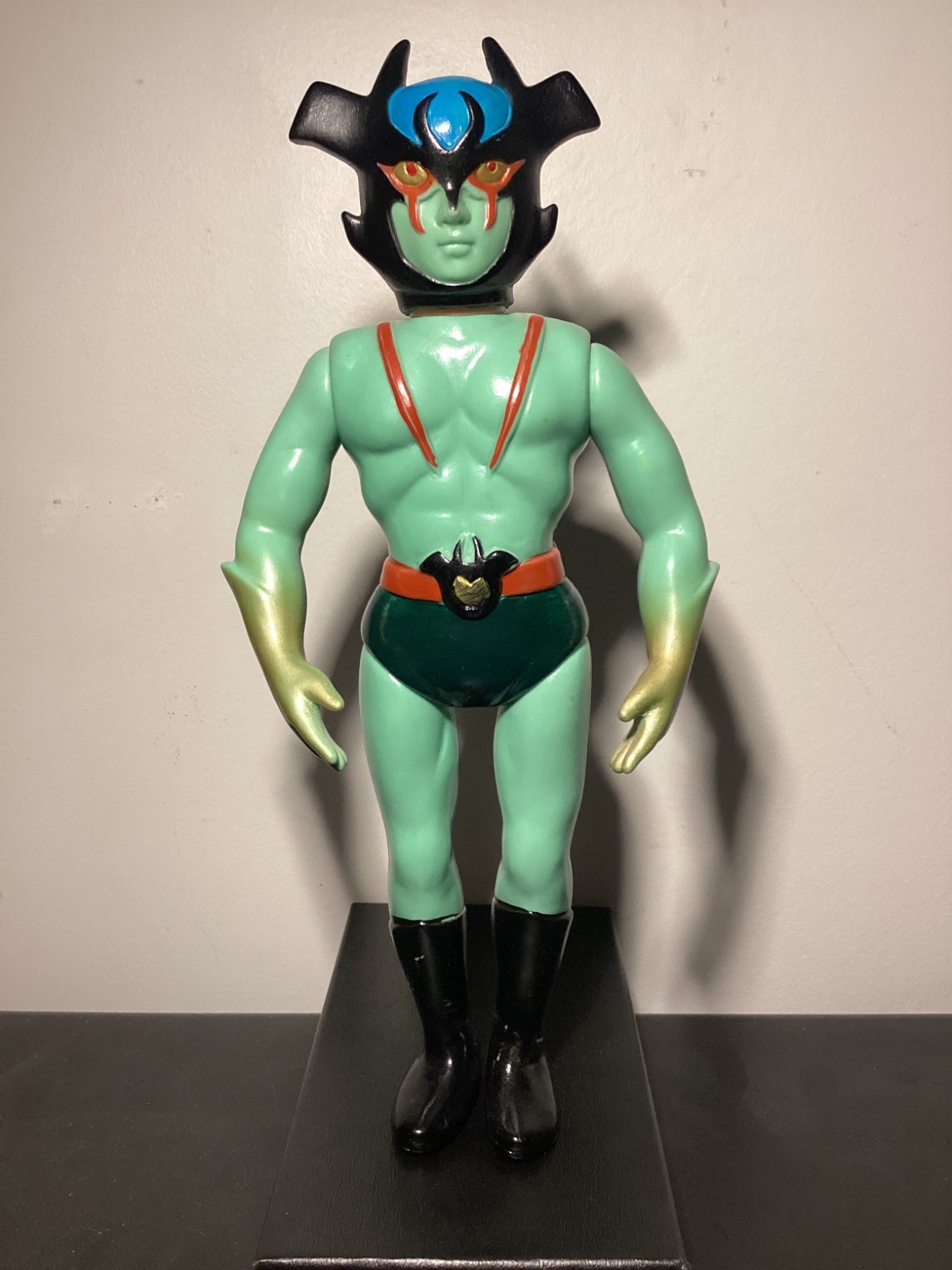 RARE VINTAGE DEVILMAN 11&Prime; 1970s SOFUBI w/MASK & Card Zollmen Bullmark Popy Nagai
