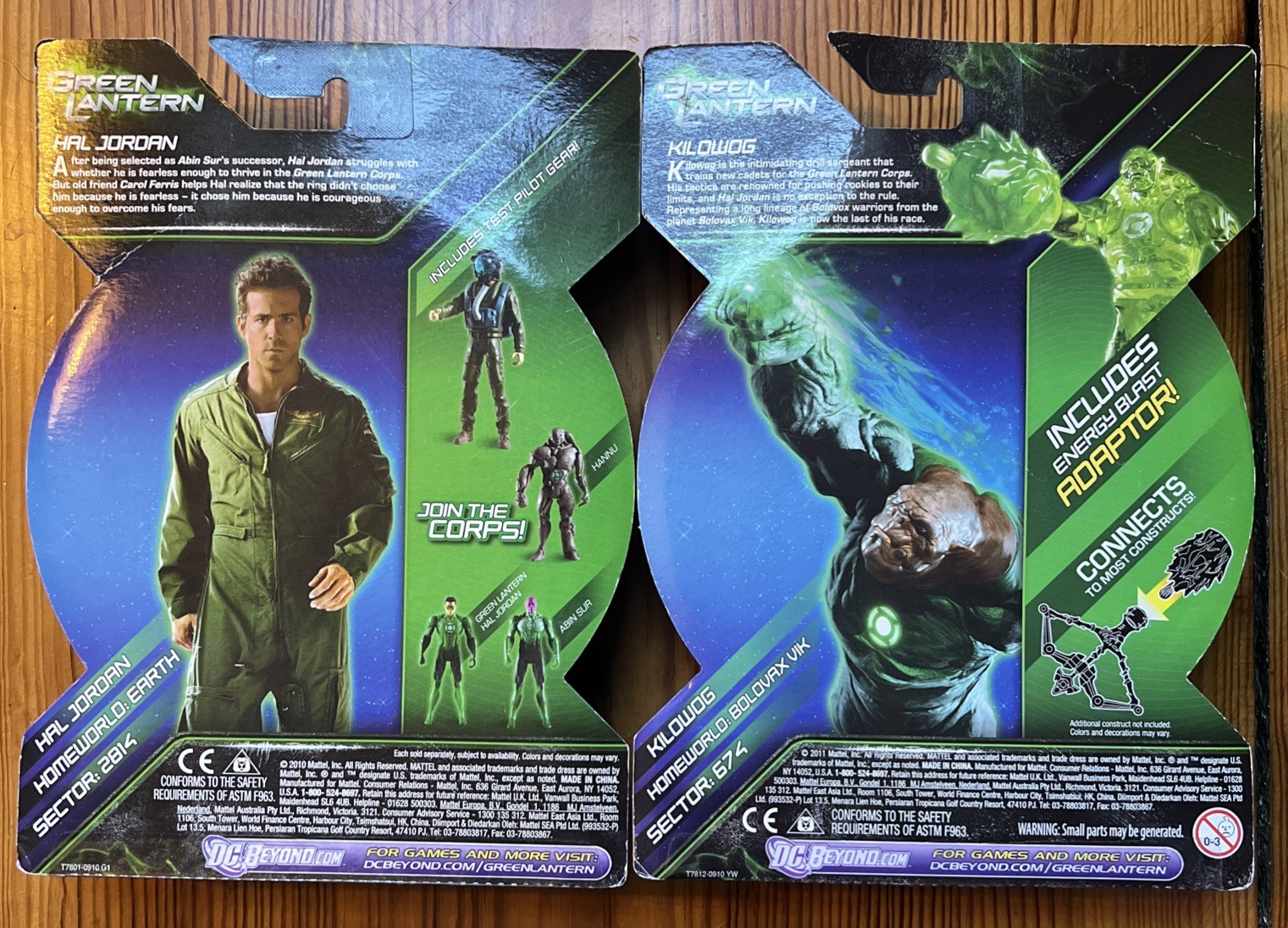 Year 2010 DC Green Lantern Power Ring Kilowog & Test Pilot HAL JORDAN Lot Of 2
