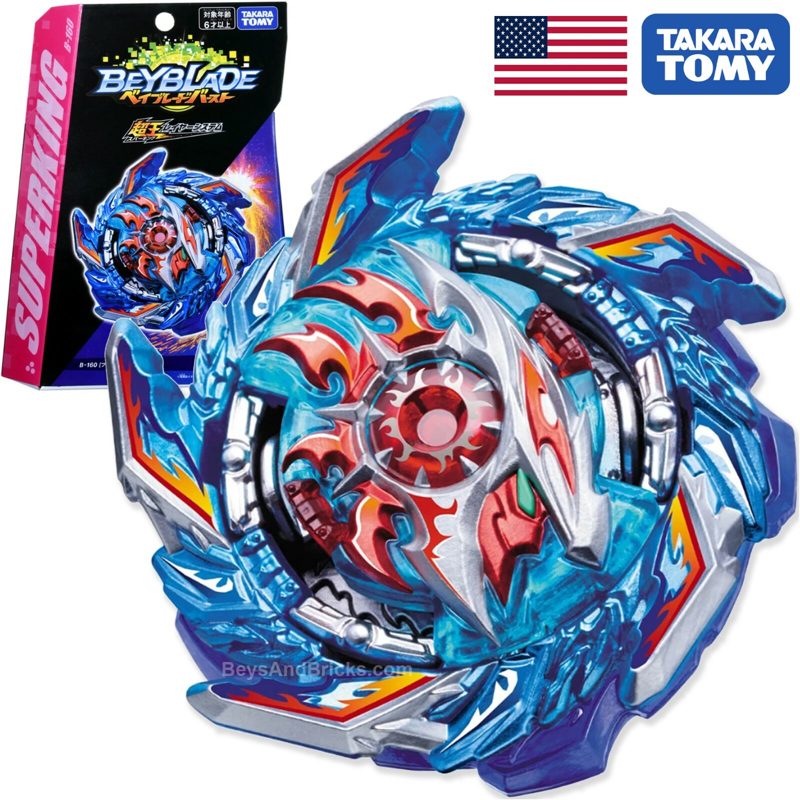 TAKARA TOMY King Helios .Zn 1B Burst Surge Superking Beyblade B-160 USA SELLER!