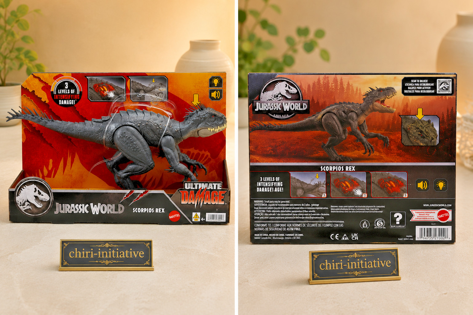 Mattel Jurassic World Scorpios Rex Damage Light Sound Dinosaur Figure 36.9cm Toy