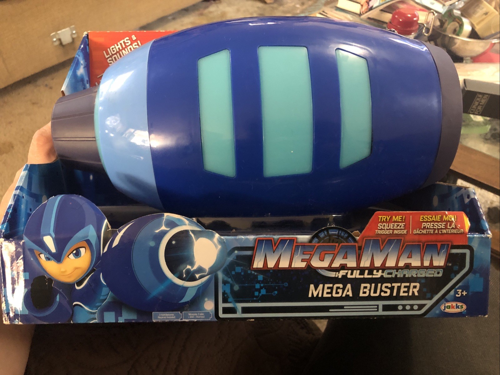 Megaman Fully Charged Mega Buster Jakks Lights & Sounds New Box Needs Batteries
