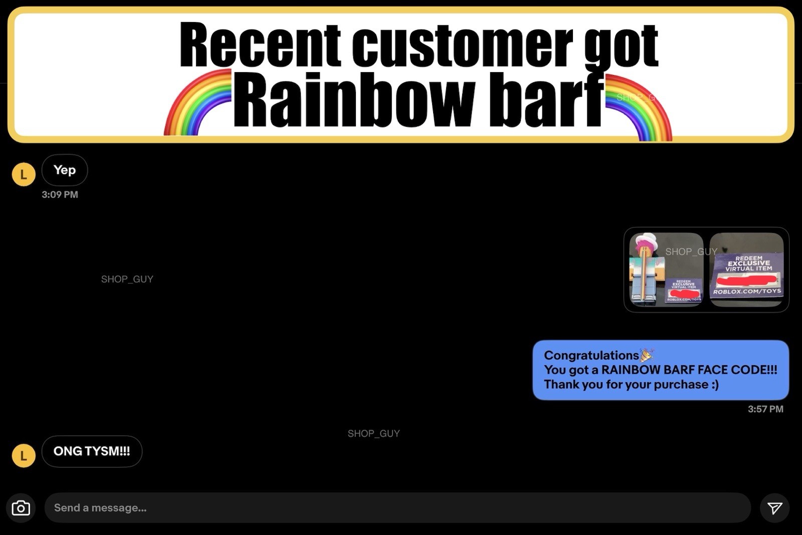 ROBLOX CELEBRITY SERIES 2 TOY CODE ✅SENT IN MESSAGES✅ 💥Rainbow Barf Series🌈￼