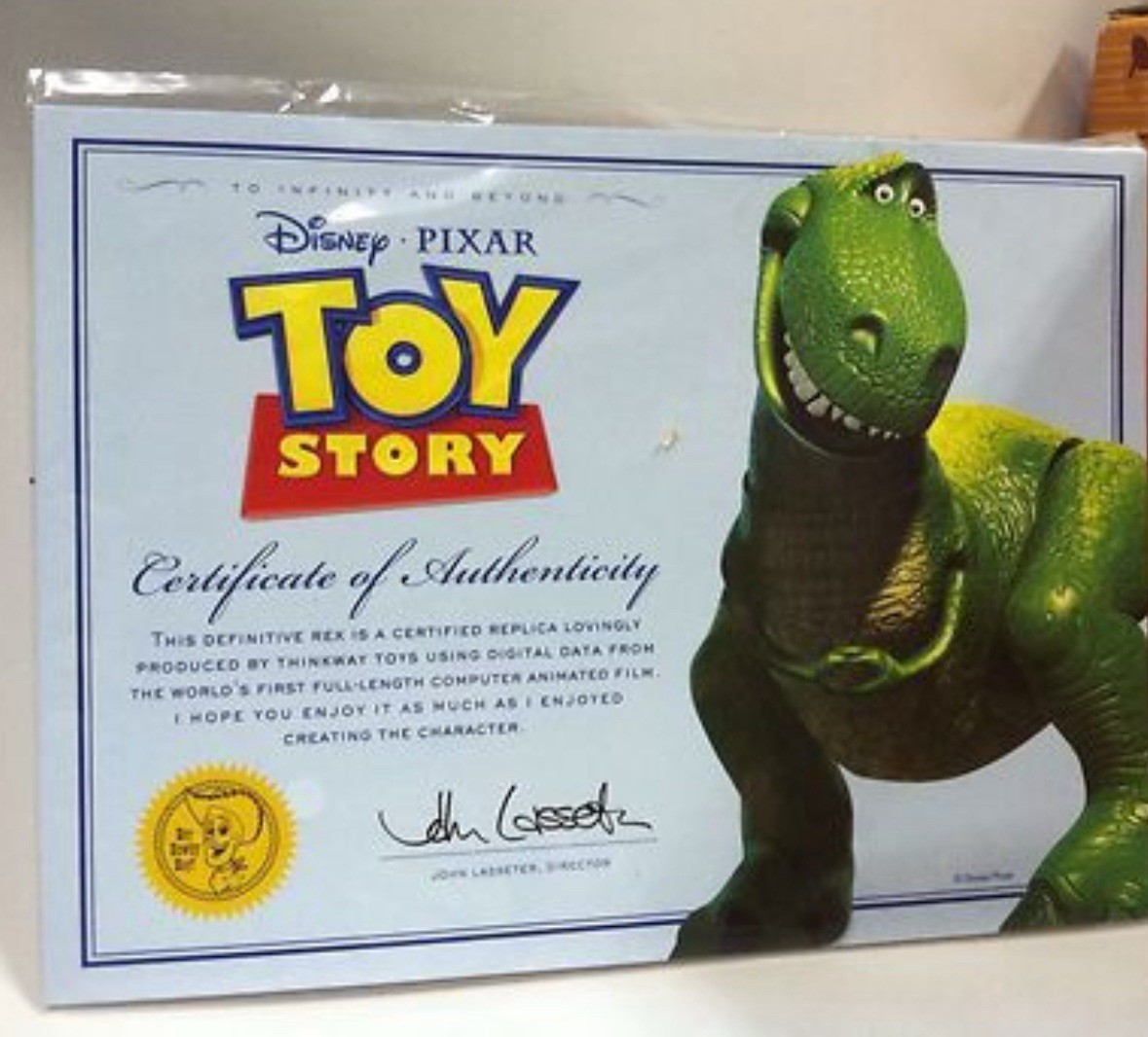 Toy Story Rex Signature Collection Certificate Of Authenticity