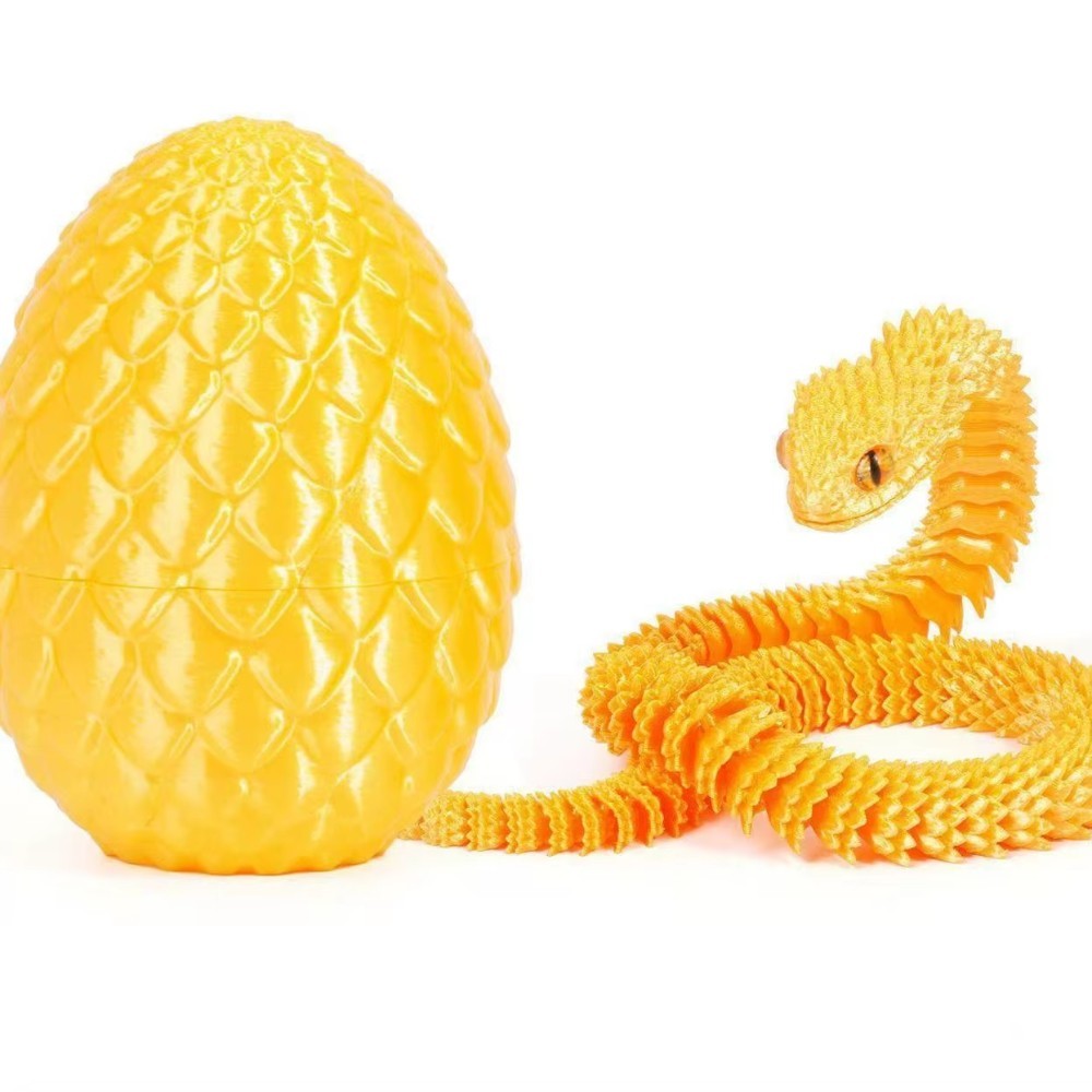 3D Printed Articulated Snake in Egg Fidget Desk Decor Collectible Figure