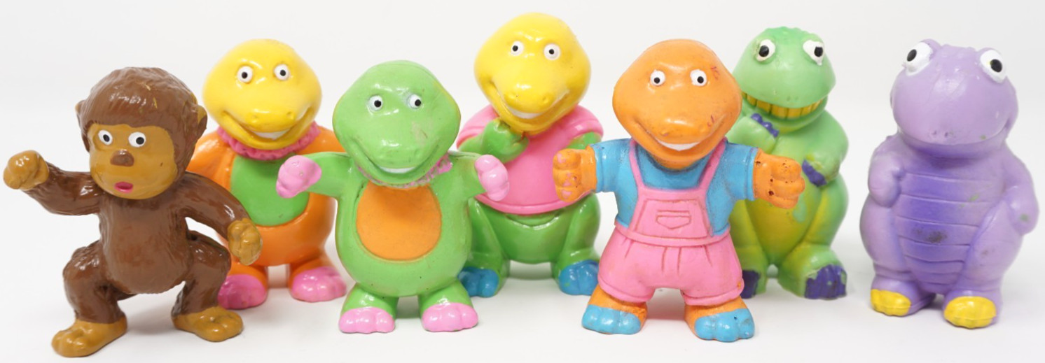 Vintage Soma Barney Dinosaurs Mini Figures Lot of 7
