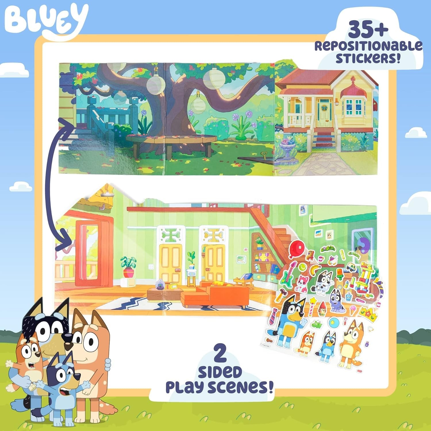 Educational Bluey Sticker Playset – 35+ Reusable Puffy Stickers & Scenes