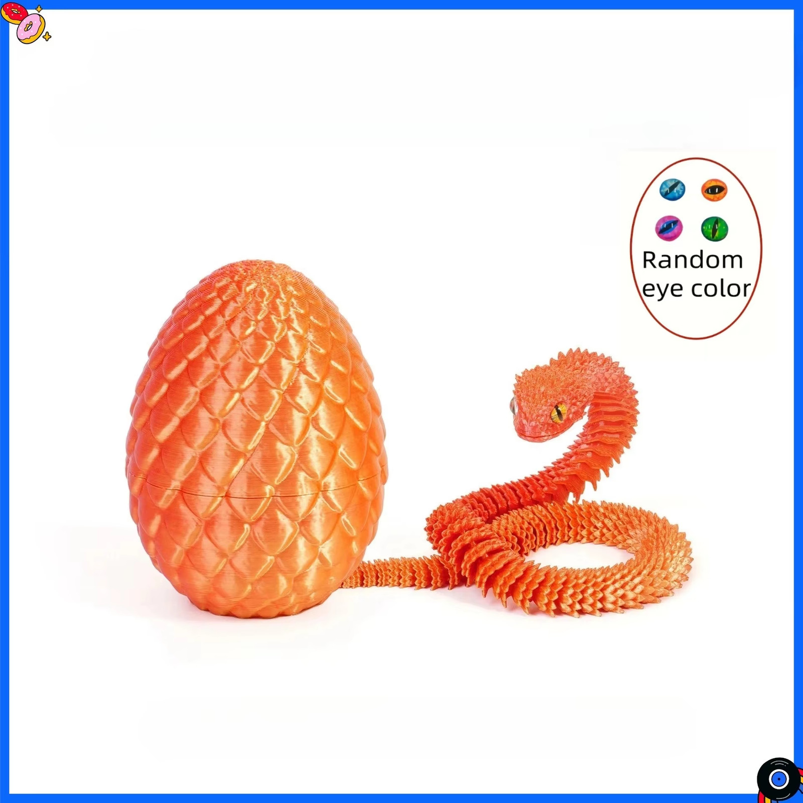 3D Printed Snake Egg with Flexible Inner Hinge Animal Toy, Movable Joint Surpris