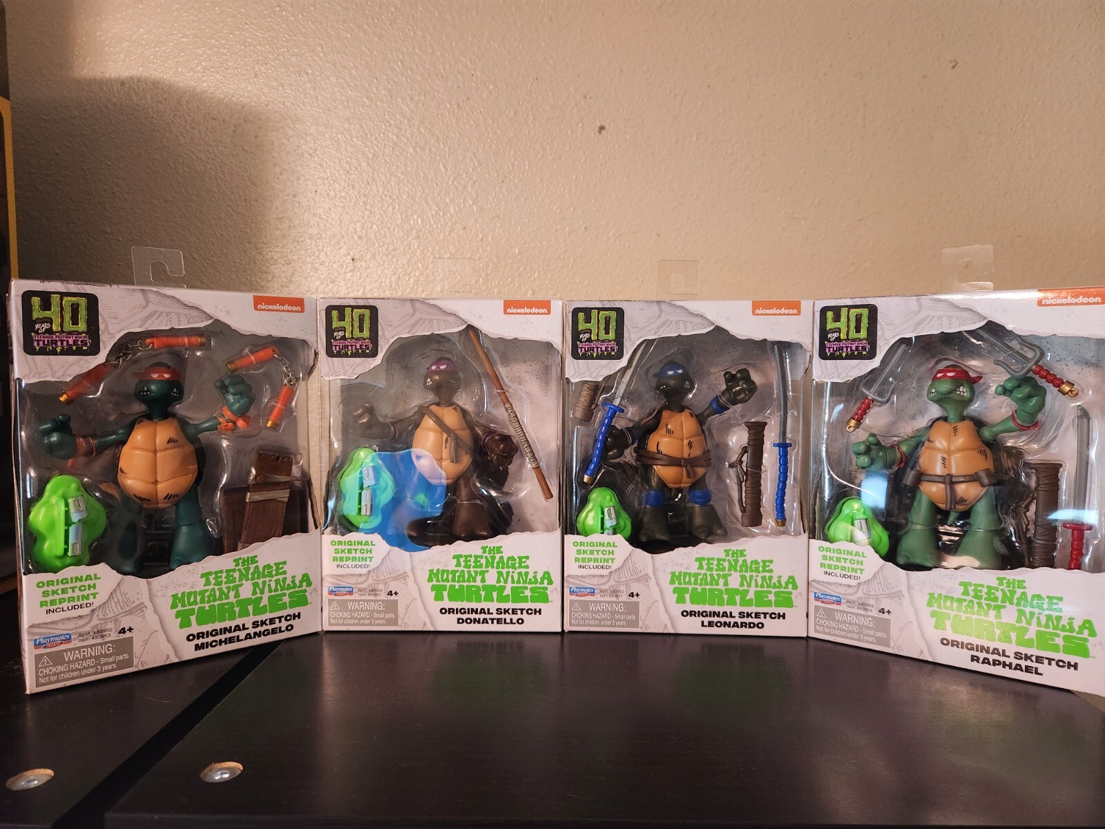 Playmates 40 Years Teenage Ninja Turtles TMNT Original Sketch Lot of 4 Leo Raph