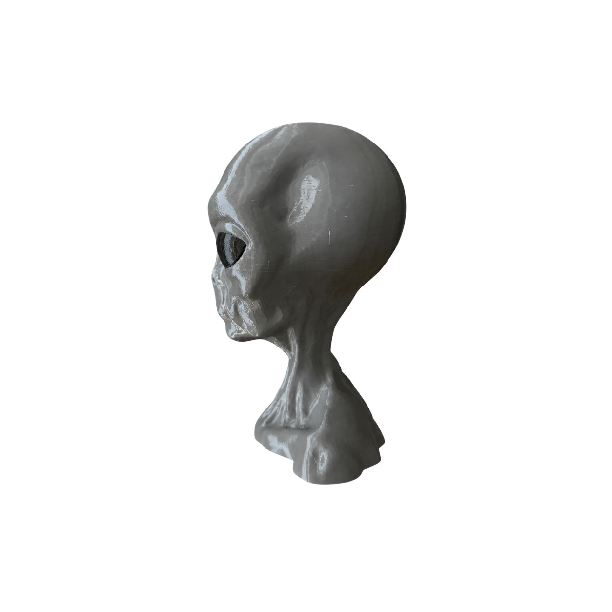6” Gray Alien Head Bust – Ultra Smooth 3D Printed PETG – UFO Roswell Style