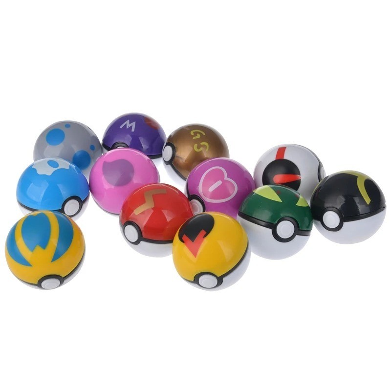 12PCS Pocket Monster Mini Figures Set with Poke Balls Anime Collectible Toys