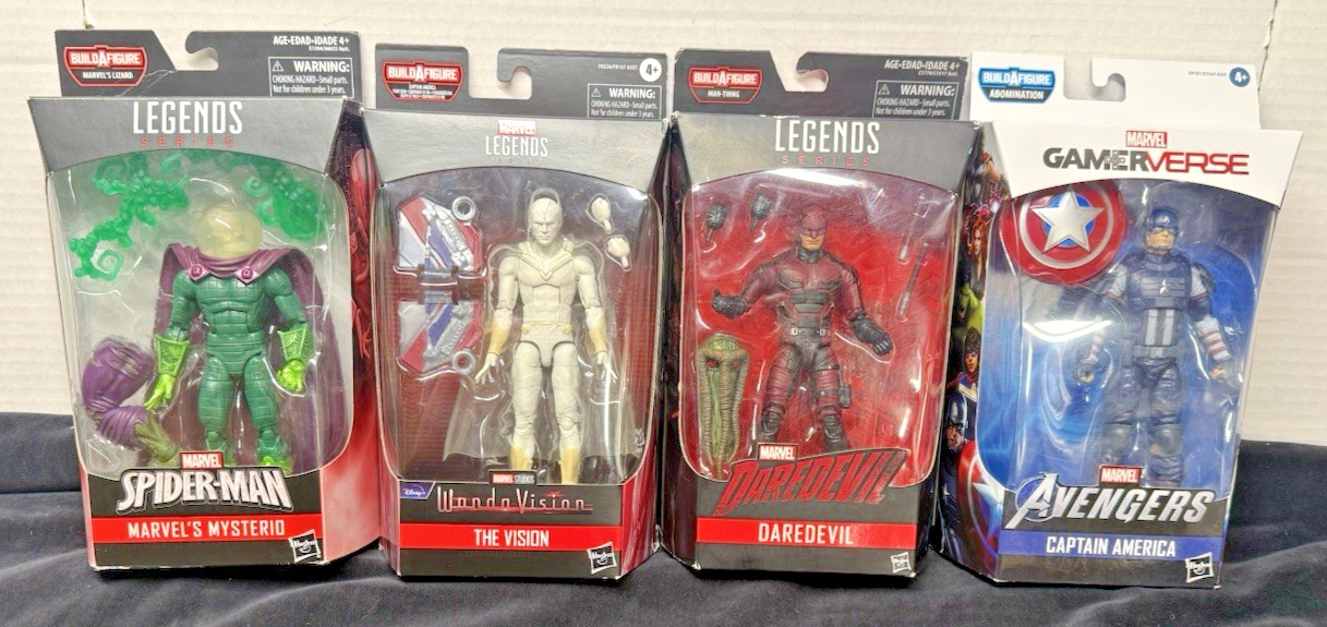 Marvel Legends BAF (4) Lot Daredevil (Defenders) Vision. Capt America Mysterio
