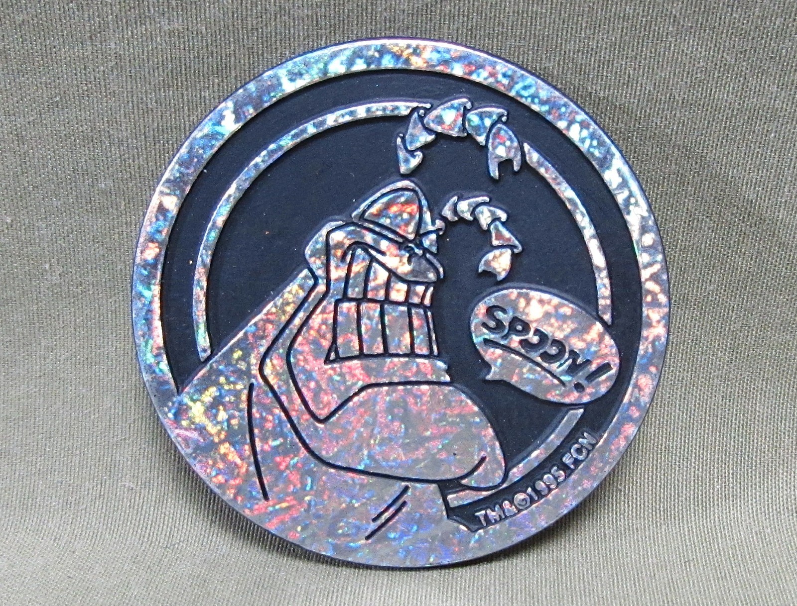 SILVER THE TICK « SPOON » KINI SLAMMER 1995 Plastic Pog Milkcap Fox Network