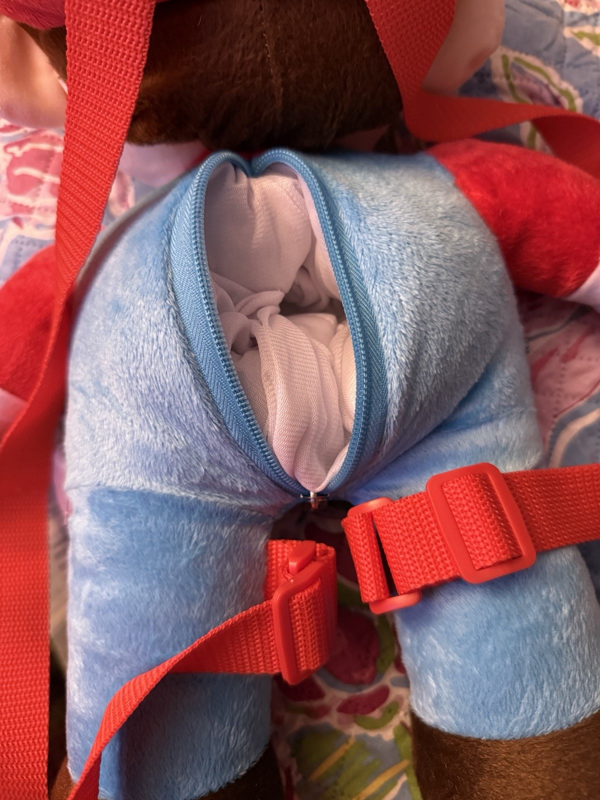Mario doll red blue 18 inch stuffed plush backpack zippered bag with straps