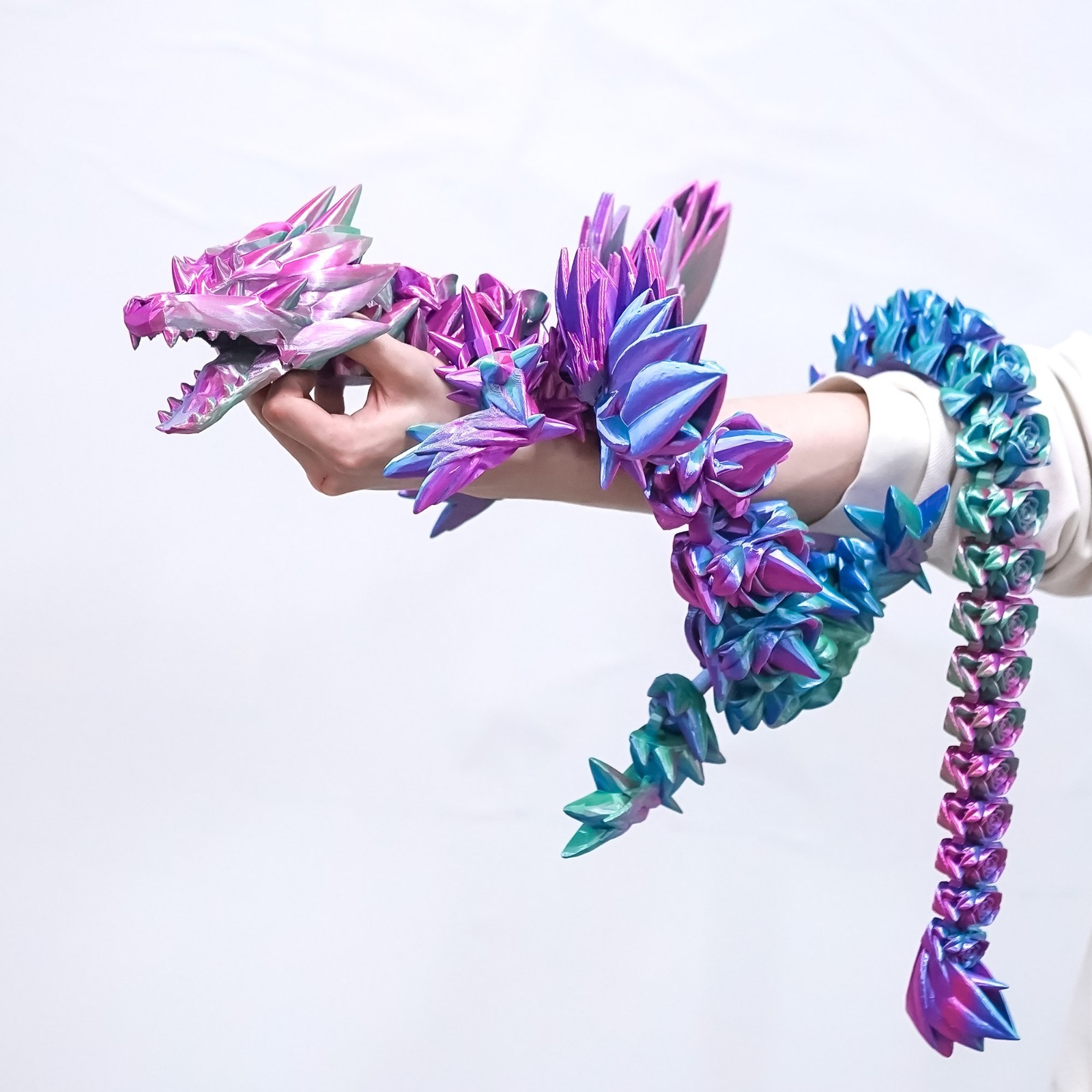 47.5inch 3D Printed Rose Dragon Model,Articulated Animals figure,Toys Home Decor
