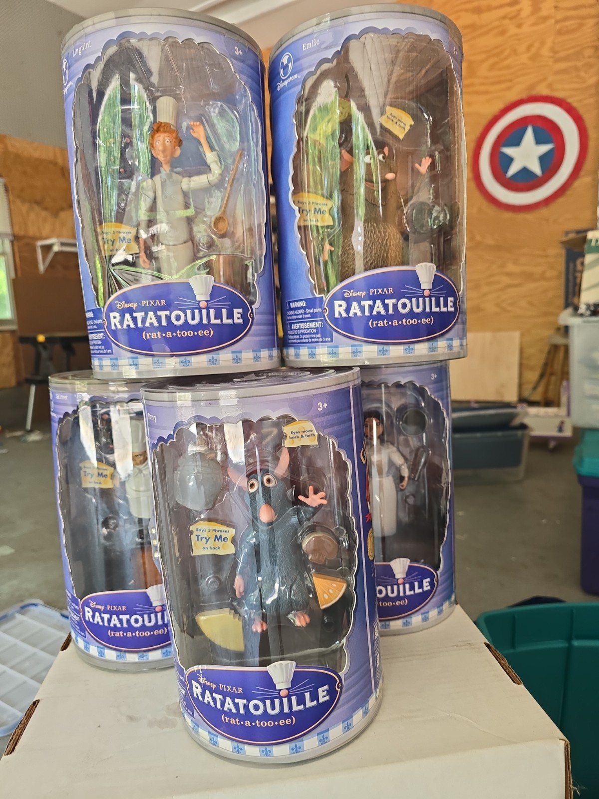 Ratatouille talking Figures Remy Chef Linguini Emile Complete Set Of 5.