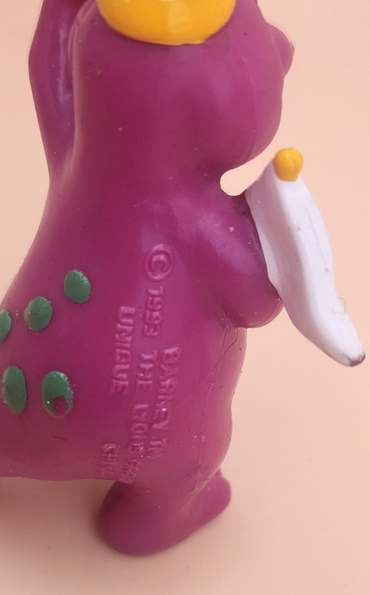 2 Small Barney Figurines / Cake Toppers – 1993 The Lyons Group – 2.5&Prime;