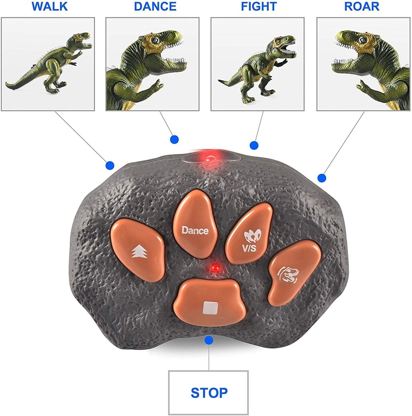 LED Walking Dinosaur Toy with Remote Control