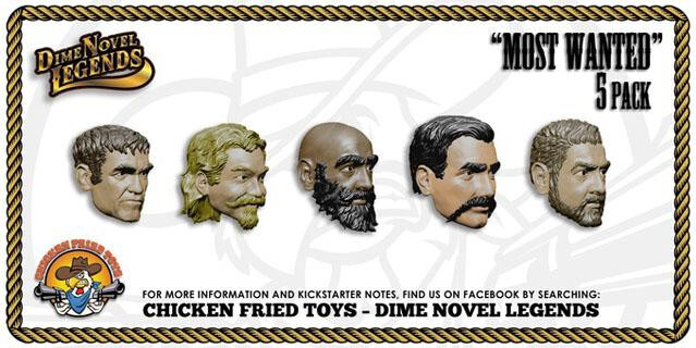 Dime Novel Legends 1:18 scale (4&Prime;) Most Wanted heads five-pack