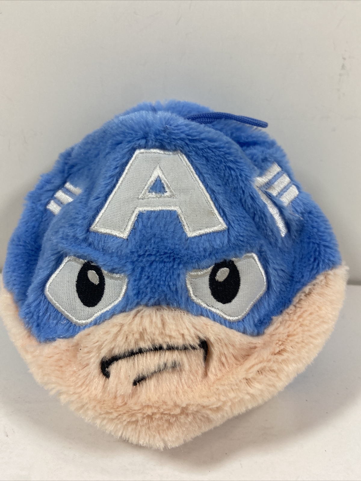 Captain America Marvel Fuzzbites Plush Character With Hanging Loop and Ball