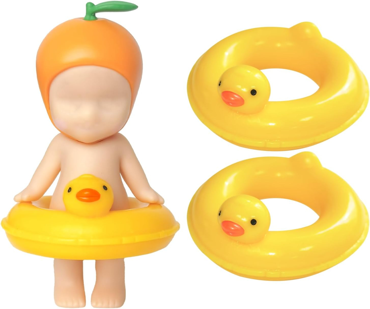 2PCS Mini Duck Floaties for Sonny Angel, Cute Yellow Duck Resin Swim Rings Acces